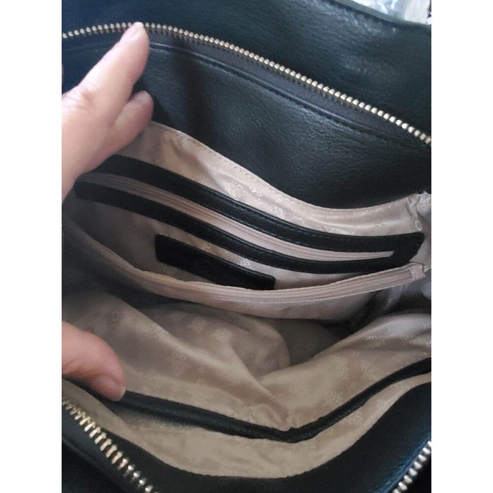 NWT Carol Brodie Black Leather & Haircalf Satchel with Gold Lucky Charms - Picture 12 of 16